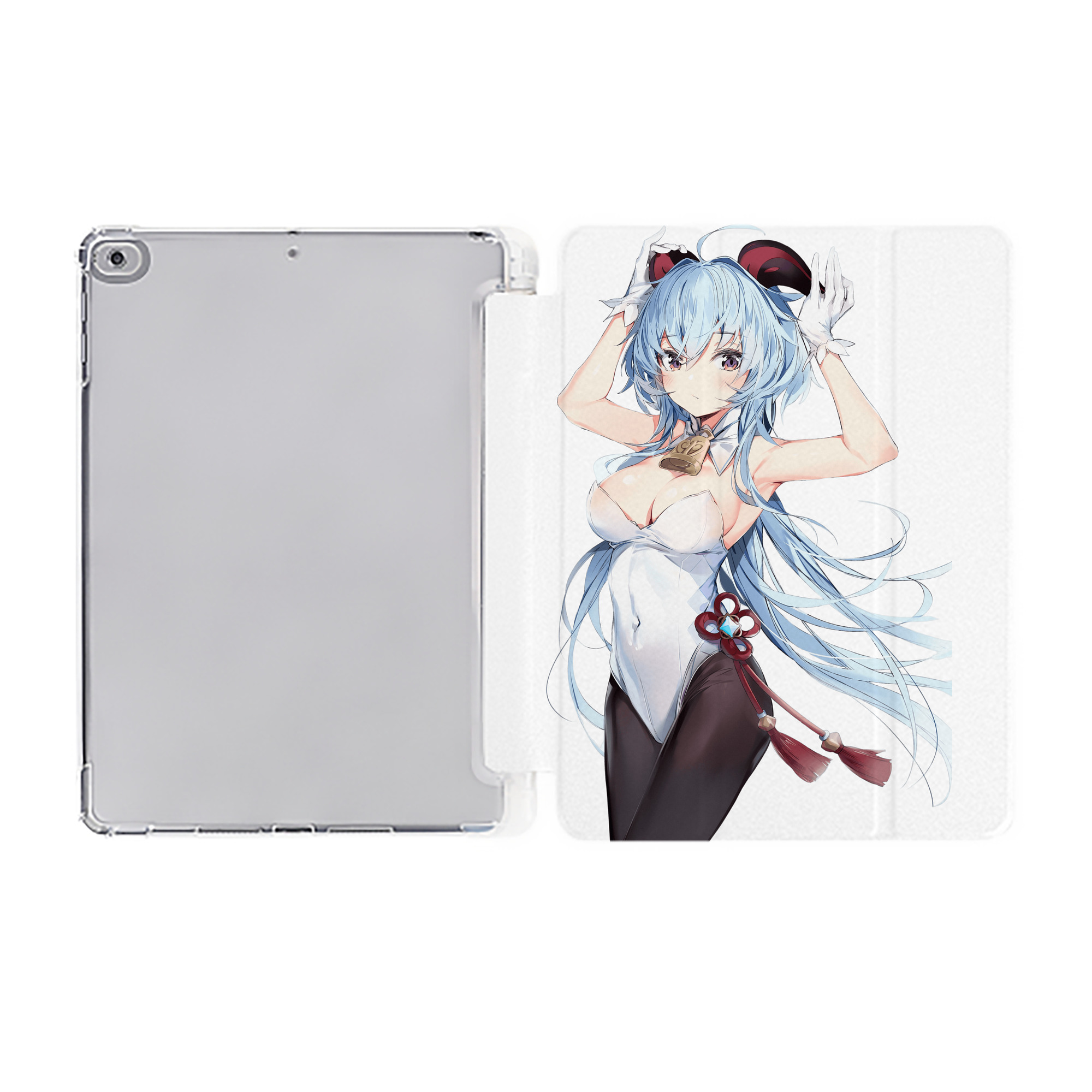 げんし神 甘雨 かんう genshin Ganyu IPad ケース ペン収納付き 三つ折りスタンド PUレザー×シリコン 対応機種9.5/10.5/10.9インチ